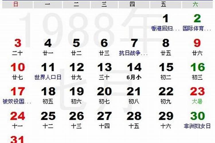 1988年农历7月初3的女命