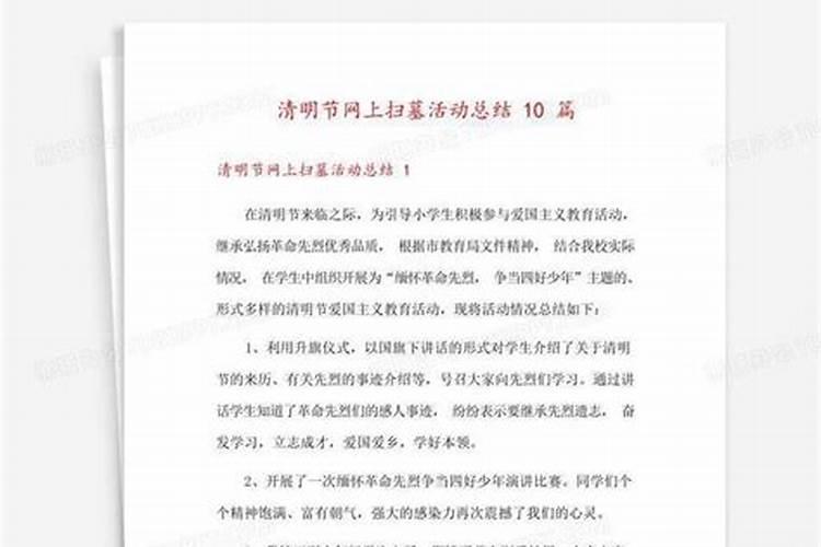 清明节网上祭扫总结报告