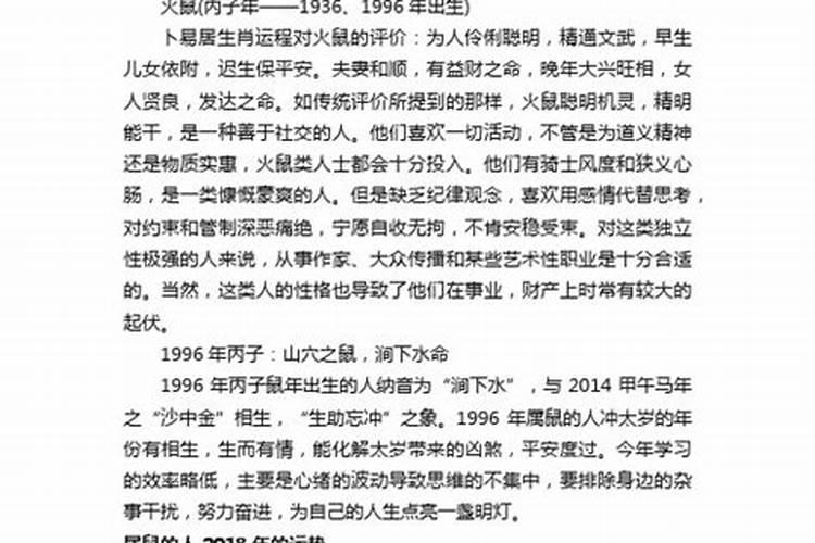 1996年的人是什么属相