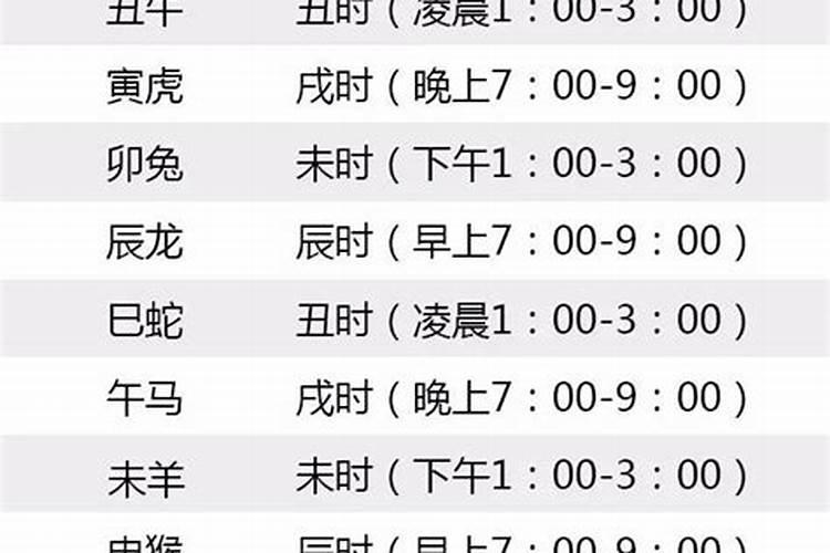 十二生肖各代表什么时辰属相