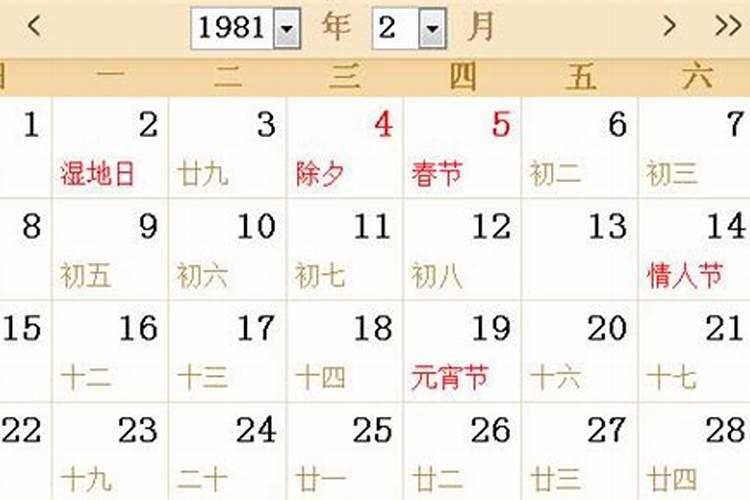 1981年12月11号出生的农历是多少