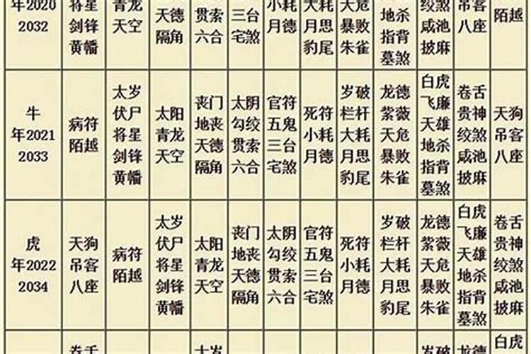 八字岁运并大运看流年吉凶查询表