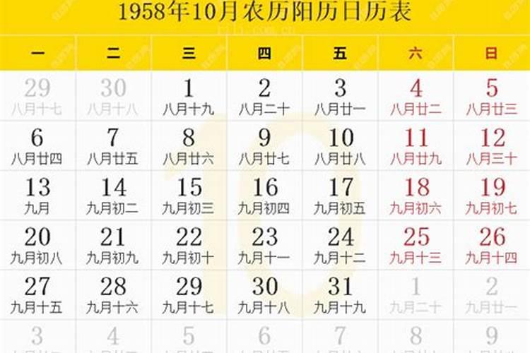 1958年1月7日农历