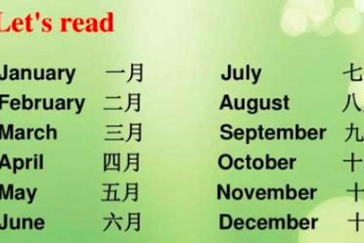 1到12月的月份