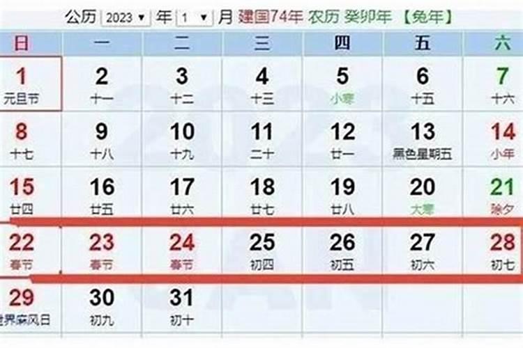 2023春节是几九