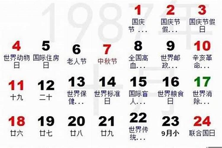 1987年9月22日是什么星座农历